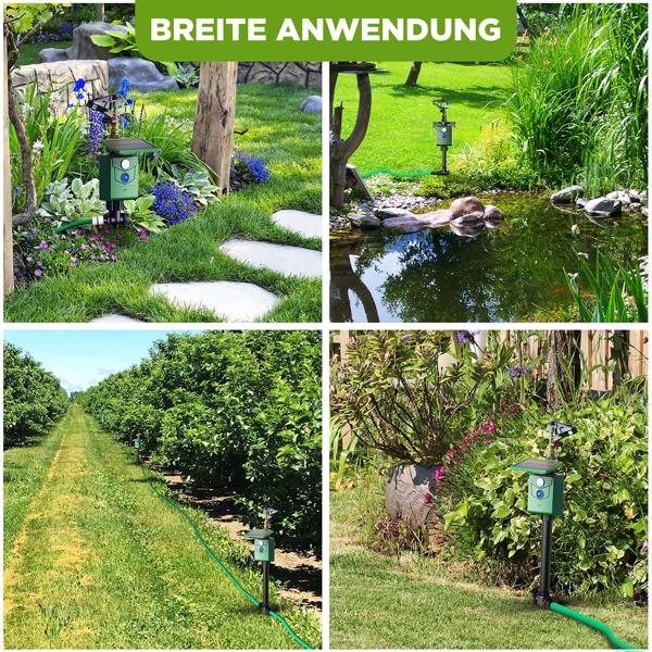 2er-Set Universal Tiervertreiber mit Wasserstrahl & Bewegungssensor, solarbetrieb: Vertreibt Hunde, Katzen, Reiher & Wildtiere, schützt Ihren Garten effektiv