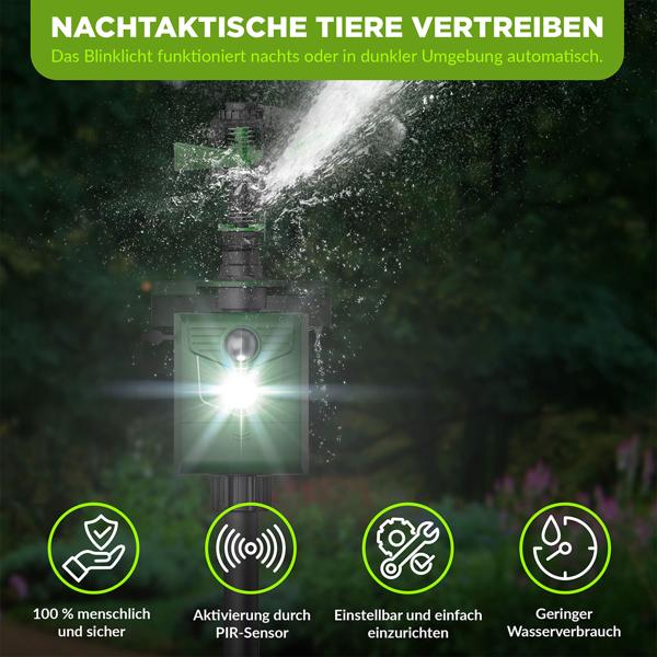 2er-Set Universal Tiervertreiber mit Wasserstrahl & Bewegungssensor, solarbetrieb: Vertreibt Hunde, Katzen, Reiher & Wildtiere, schützt Ihren Garten effektiv
