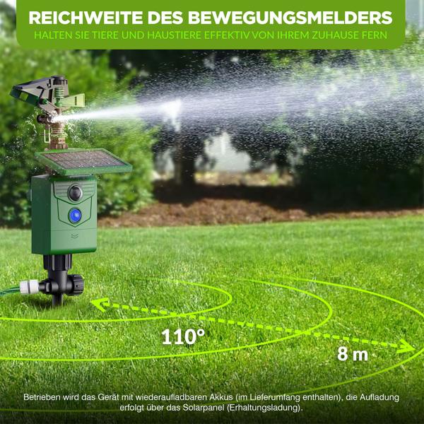 2er-Set Universal Tiervertreiber mit Wasserstrahl & Bewegungssensor, solarbetrieb: Vertreibt Hunde, Katzen, Reiher & Wildtiere, schützt Ihren Garten effektiv
