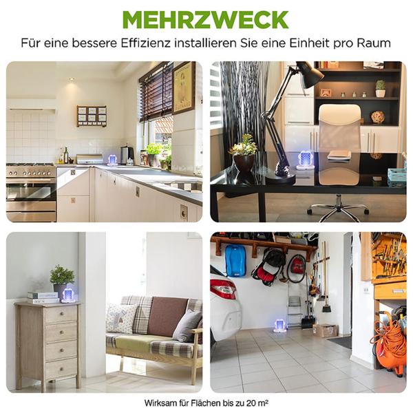 2er-Set Insektenfalle mit UV-Licht und Klebefolie: Ein geruchloser Insektenvernichter für Wohnraum, Schlafzimmer & Camping