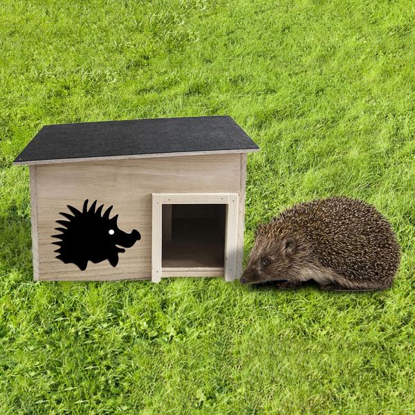Maison Hérisson FSC - Abri Sûr Hivernage & Nidification - 2 Espaces Intérieurs Anti-Prédateurs - Toit Amovible - Bois Paulownia 40x32x24cm
