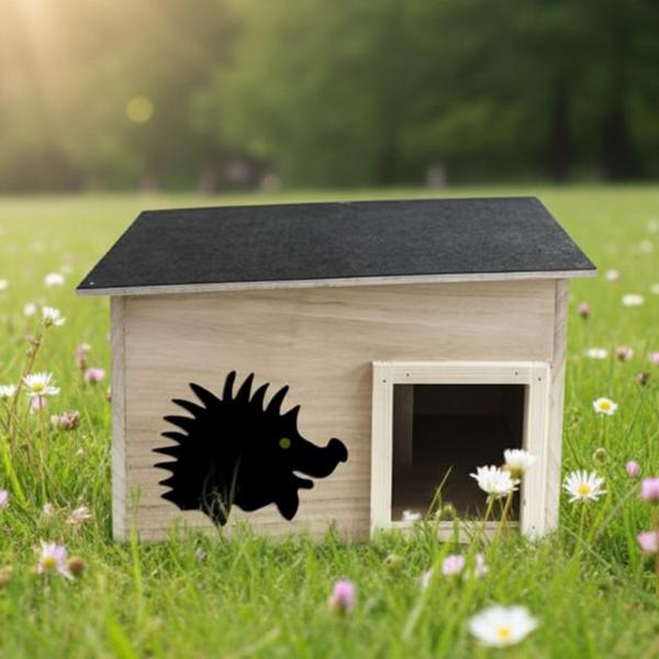 Maison Hérisson FSC - Abri Sûr Hivernage & Nidification - 2 Espaces Intérieurs Anti-Prédateurs - Toit Amovible - Bois Paulownia 40x32x24cm