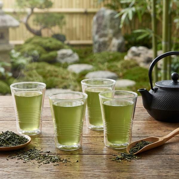 set of 4 fine double-walled glasses with fluting - 220 ml - Thermo function for the best enjoyment of coffee & tea