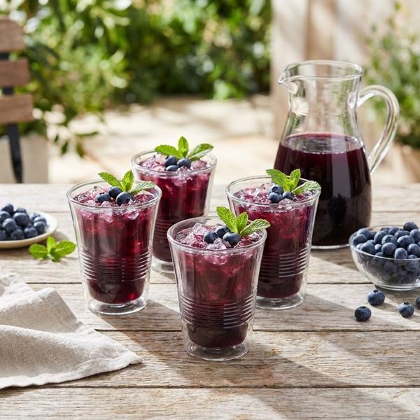 set of 4 fine double-walled glasses with fluting - 220 ml - Thermo function for the best enjoyment of coffee & tea