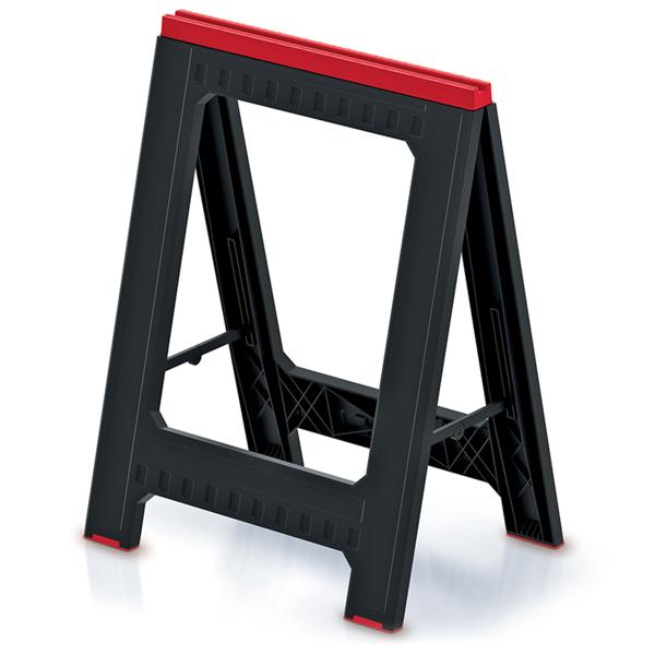 set of 2 universal work trestles made of plastic, black-red: Robust & stable trestle for every project in the workshop & construction site!