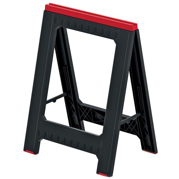 set of 2 universal work trestles made of plastic, black-red: Robust & stable trestle for every project in the workshop & construction site!