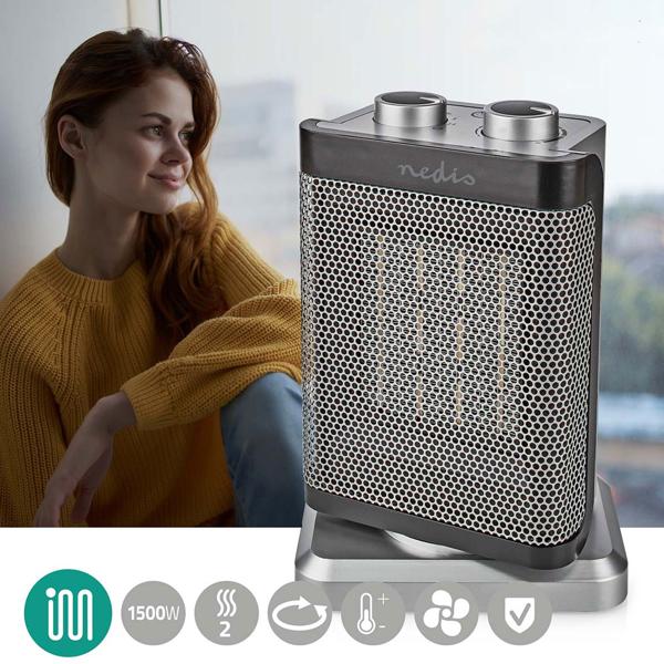 Keramik PTC Heizlüfter 1500W schneller Elektroheizer mit 2 Stufen – sicher, kompakt & effizient für Büro, Camper und Zuhause