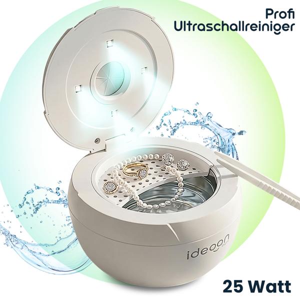 Profi Ultraschallreiniger 25 Watt, Hygienisch & Gründlich: Zahnspangenreiniger, Make-up-Pinselreiniger, Schmuckreiniger, u.v.m. – Klein & Effektiv