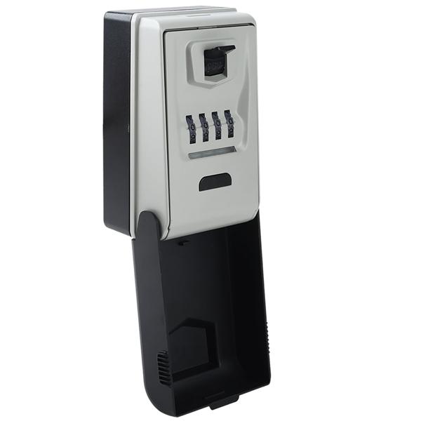 Key lock box with illuminated 4-digit code; extra secure key hiding place for wall mounting; weatherproof thanks to protective cover