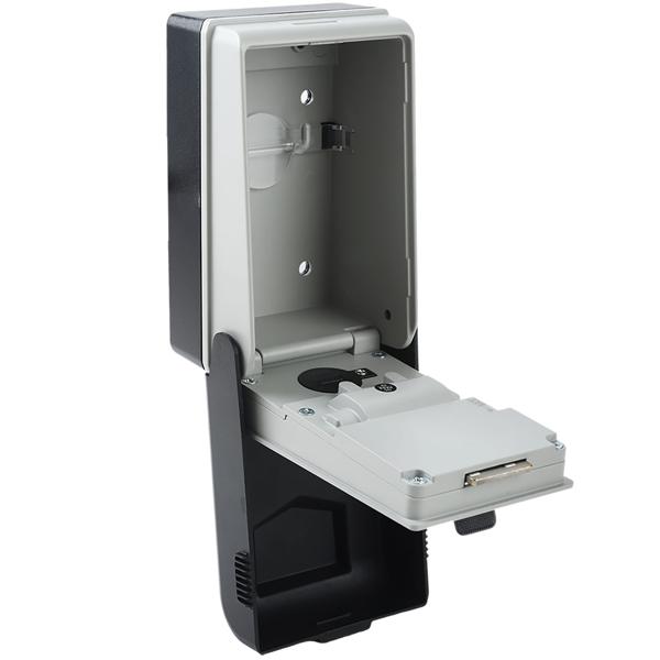 Key lock box with illuminated 4-digit code; extra secure key hiding place for wall mounting; weatherproof thanks to protective cover