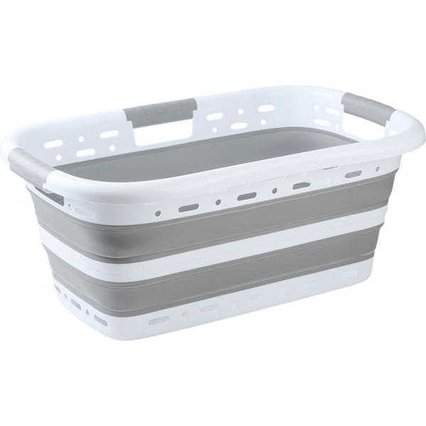 Set of 2 foldable laundry baskets 41 L – space-saving plastic laundry sorter with ventilation – ultra-flat 8.5 cm for laundry room & camping