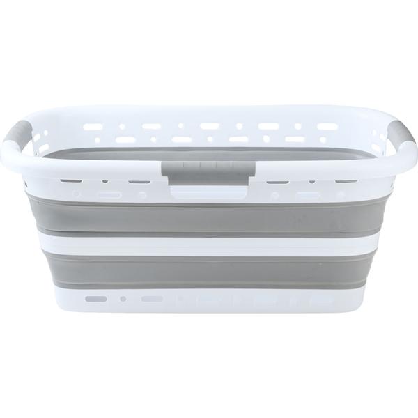 Set of 2 foldable laundry baskets 41 L – space-saving plastic laundry sorter with ventilation – ultra-flat 8.5 cm for laundry room & camping