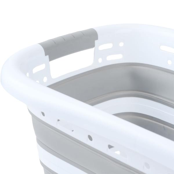 Set of 2 foldable laundry baskets 41 L – space-saving plastic laundry sorter with ventilation – ultra-flat 8.5 cm for laundry room & camping