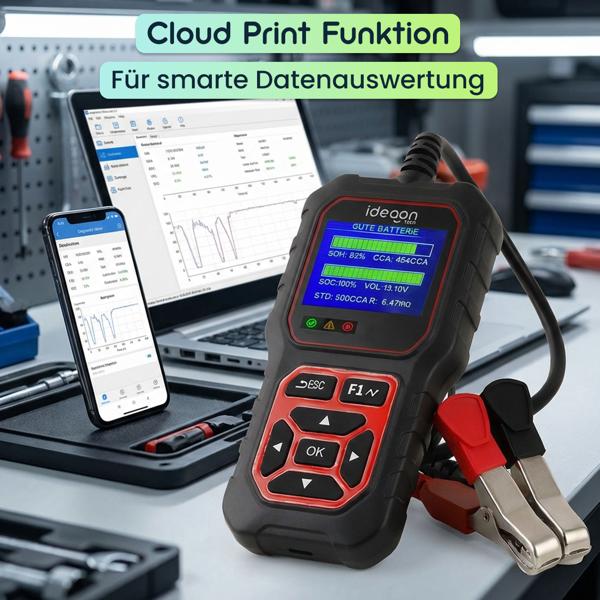 Digitaler 5-36V Batterietester mit 2.4 Zoll LCD Farbdisplay, Autobatterie Prüfgerät für Nass AGM Gel EFB Lithium, 12V 24V Starttest