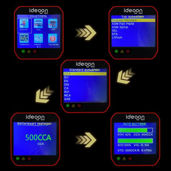 Testeur de batterie numérique 5-36V avec écran couleur LCD 2,4 pouces, appareil de contrôle de batterie auto pour batteries ouvertes AGM gel EFB lithium, test de démarrage 12V 24V