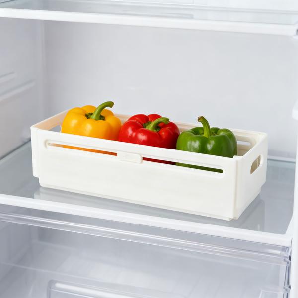 6-piece set kitchen cabinet organizers extendable (28–48 cm) – adjustable shelf insert for order in cabinet & fridge – foldable, white