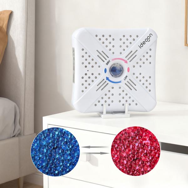 4 mini-déshumidificateurs compacts, 250 ml – puissants, sans fil, réutilisables – billes de gel de silice réutilisables – parfaits pour voiture, armoire, salle de bains, cave