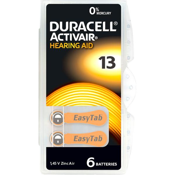 Piles auditives ZA 13 - Pack 6, 1.45V, 290 mAh - Son optimal, longue durée, EasyTab - Compatible appareils numériques et analogiques - Sans mercure