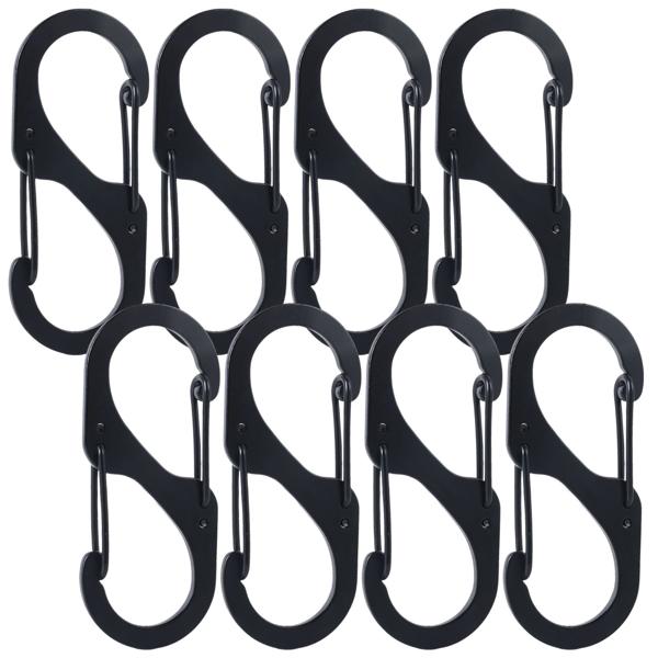 Carabiner S-hook set of 8, 5 x 2.2 cm: Robust multi-purpose hooks for a secure hold - The clever solution for keeping your home, garage & outdoor areas tidy