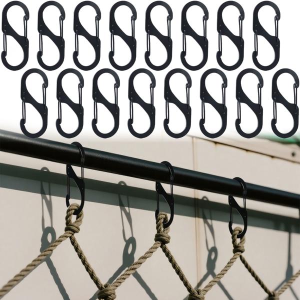 Karabiner-S-Haken 16er-Set, 5 x 2,2 cm: Robuste Mehrzweckhaken für sicheren Halt – Die clevere Lösung für Ordnung in Haus, Garage & Outdoor