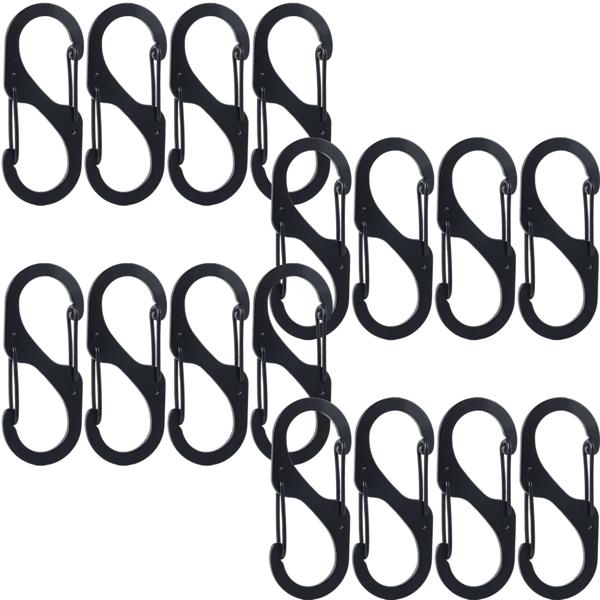 Carabiner S-hook set of 16, 7.2 x 3 cm: Robust multi-purpose hooks for a secure hold - The clever solution for keeping your home, garage & outdoor areas tidy