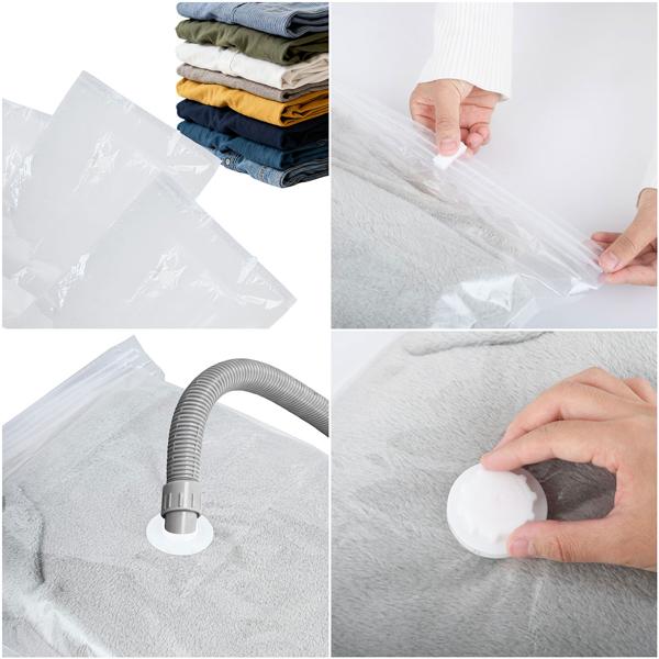 Premium vacuum bag set, 15 pieces in 5 sizes for clothing & bed linen – reusable space savers for travel & wardrobe – transparent