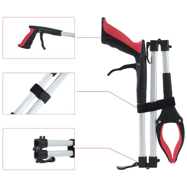 Pinza prensile pieghevole da 92 cm in alluminio leggero con forte punta magnetica e impugnatura antiscivolo – Per anziani, per piegarsi, raccogliere, in giardino e altro ancora