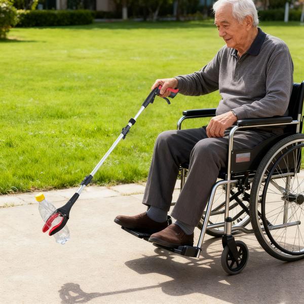 Pinza prensile pieghevole da 92 cm in alluminio leggero con forte punta magnetica e impugnatura antiscivolo – Per anziani, per piegarsi, raccogliere, in giardino e altro ancora