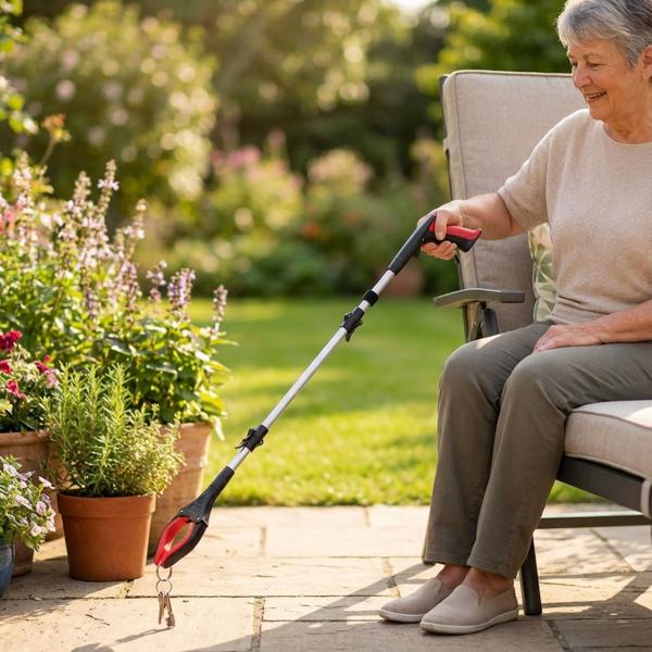 Pinza prensile pieghevole da 92 cm in alluminio leggero con forte punta magnetica e impugnatura antiscivolo – Per anziani, per piegarsi, raccogliere, in giardino e altro ancora