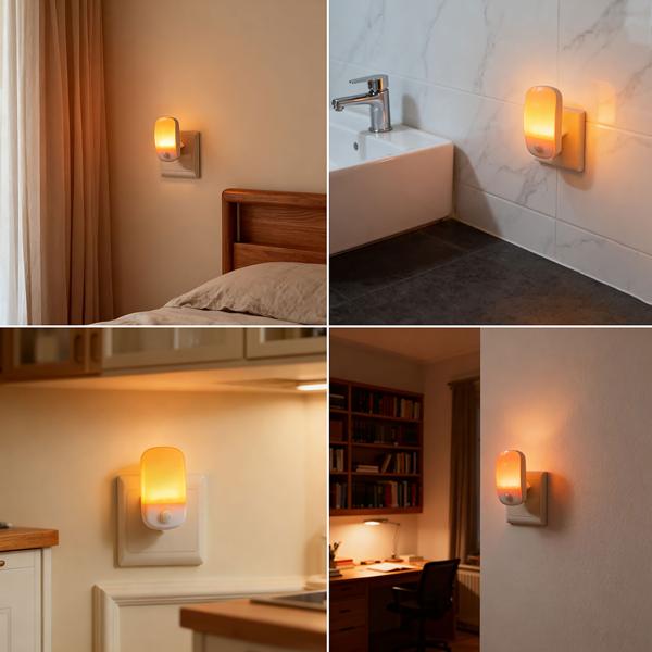 LED plug‑in night light with motion detector & dusk sensor, orientation light for the socket, 11 lm warm white, for hallway, stairs & children’s room
