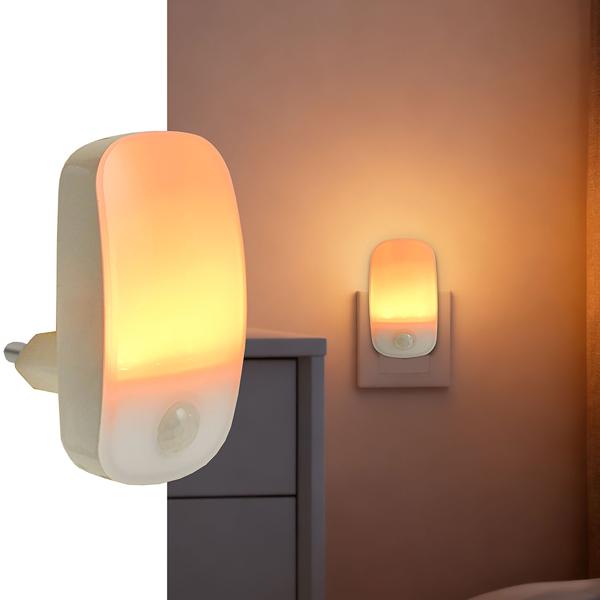LED plug‑in night light with motion detector & dusk sensor, orientation light for the socket, 11 lm warm white, for hallway, stairs & children’s room