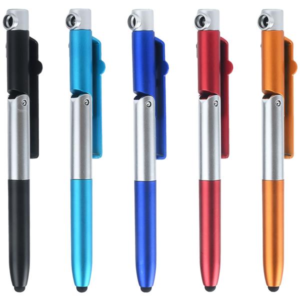 Penna a sfera 4-in-1 con lampada LED, pennino touch per tablet e funzione supporto per smartphone, set da 10 – set di penne multifunzione per ufficio, uso quotidiano e viaggio