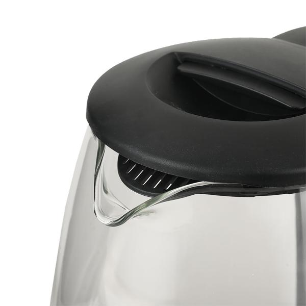 Edler Glas-Wasserkocher 1,8L mit blauem LED-Licht, Edelstahl, 2200W - Teekocher mit Abschaltautomatik & Trockenbetriebsschutz