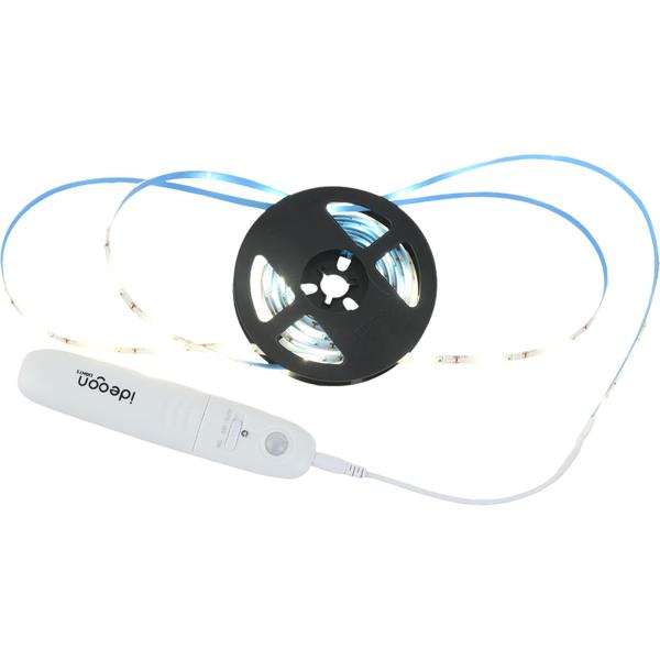 Set di 2 strisce LED da 3 m bianco caldo con sensore di movimento e funzionamento a batteria – nastro luminoso autoadesivo, striscia luce notturna, 90 LED, 5 W