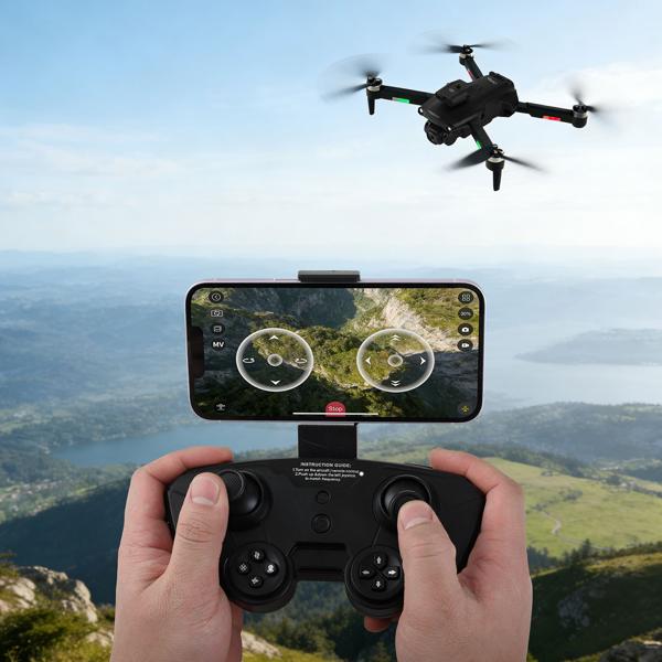 Quadricoptère RC WiFi pliable avec caméra HD, détection d’obstacles et batterie supplémentaire - drone C0 brushless pour débutants, portée 80 m, application
