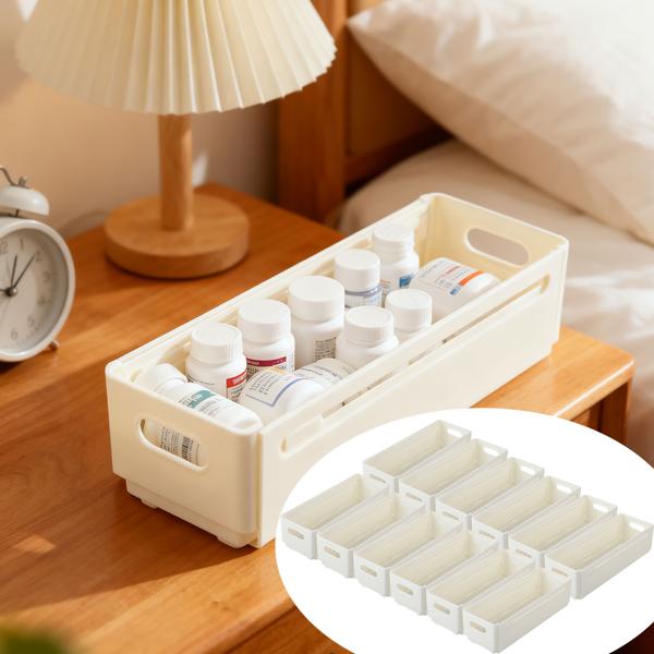 12-piece extendable kitchen cabinet organizer set (28–48 cm) – adjustable shelf insert for order in cabinet & fridge – foldable, white