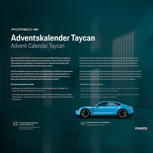 Exklusiver Porsche Taycan Adventskalender: Hochwertiges Metall-Modell 1:24. Perfektes Geschenk für Männer, Sammler & Bastel-Fans