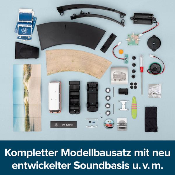 Exklusiver VW Bulli Adventskalender T2 - Mega Geschenk für Männer & Oldtimer Fans - Modellbausatz mit Original Motorsound & Buch