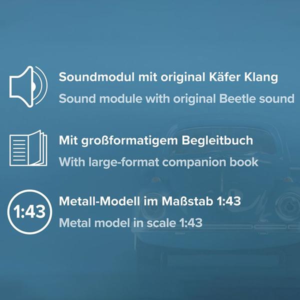VW Käfer Adventskalender – Original Soundmodul & Modell Bausatz 1:43 – Klassisches Modellauto mit legendärem Motorsound