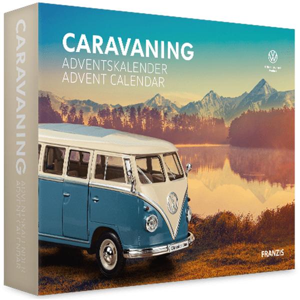 Calendrier de l‘Avent Caravaning - Kit modèle réduit VW Bulli T1 1:24 - Livre d‘accompagnement - Cadeau fans camping - Produit en allemand