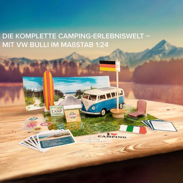 Caravaning Adventskalender mit VW Bulli T1 Modellauto Bausatz 1:24 – Inkl. grossformatigem Buch; das perfekte Geschenk für Camping-Fans