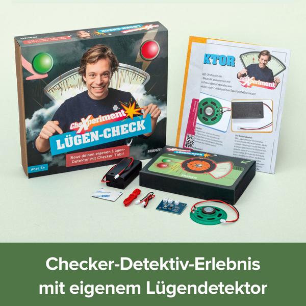 CheXperiment Lügen-Check - Lügendetektor Bausatz für Kinder ab 8 Jahren - Technik Set mit Checker Tobi - Hautleitfähigkeit Messung ohne Löten