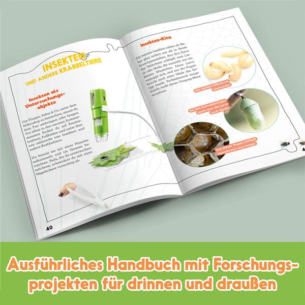 GEOlino Digitales Mikroskop - Digitalmikroskop für Kinder ab 8 Jahren, 1000-fache Vergrösserung, inkl. Zubehör & Forscherbuch