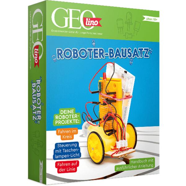 GEOlino Kit Robot - Électronique Enfants dès 10 ans - Construire Robot Sans Soudure - Manuel Illustré - STEM - Suivi Ligne - Contrôle Lampe