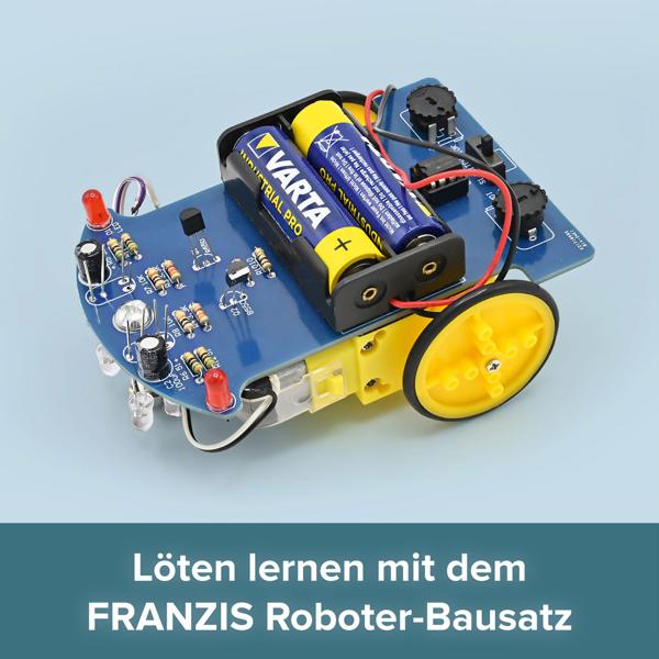 Roboter-Lötwerkstatt Komplettset: Spannender Lernbausatz für Anfänger - Lötkolben, Lötzinn & Fährtenleser-Roboter – ab 14 Jahre