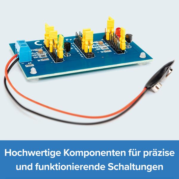 Lernpaket Grundschaltungen der Elektronik - Elektronik Bausatz Einsteiger Set - 12 Projekte, inkl. Bauteile, Platine & Handbuch