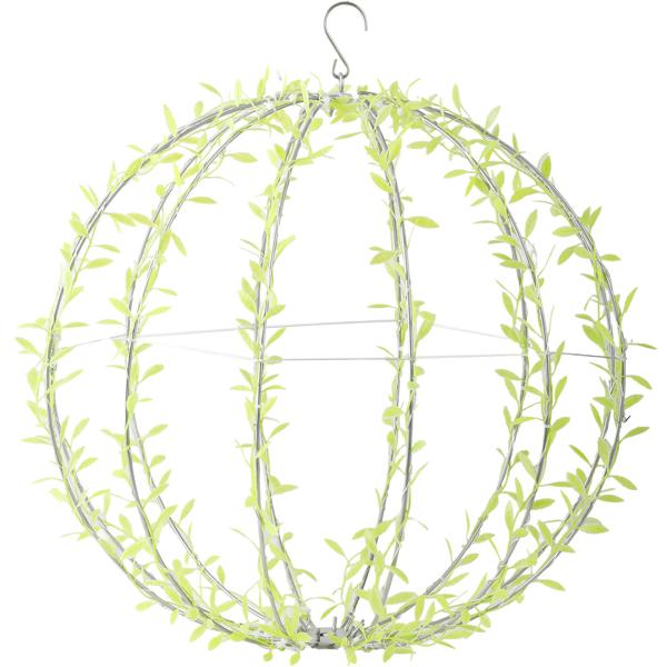 Set of 2 solar light spheres in leaf design - Ø40 cm garden sphere with 144 warm white LEDs - IP44 outdoor light incl. ground spike, S-hook and solar panel