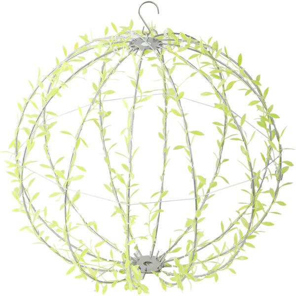 Set of 2 solar light spheres in leaf design - Ø40 cm garden sphere with 144 warm white LEDs - IP44 outdoor light incl. ground spike, S-hook and solar panel