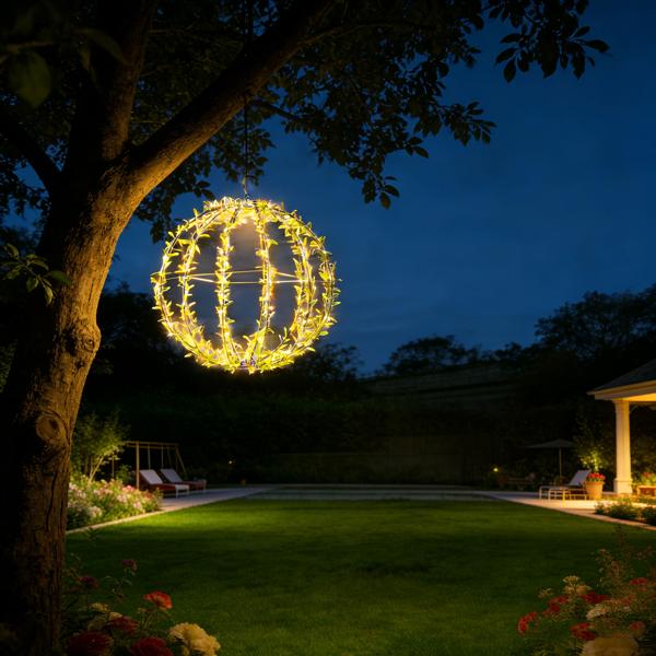 Set of 2 solar light spheres in leaf design - Ø40 cm garden sphere with 144 warm white LEDs - IP44 outdoor light incl. ground spike, S-hook and solar panel