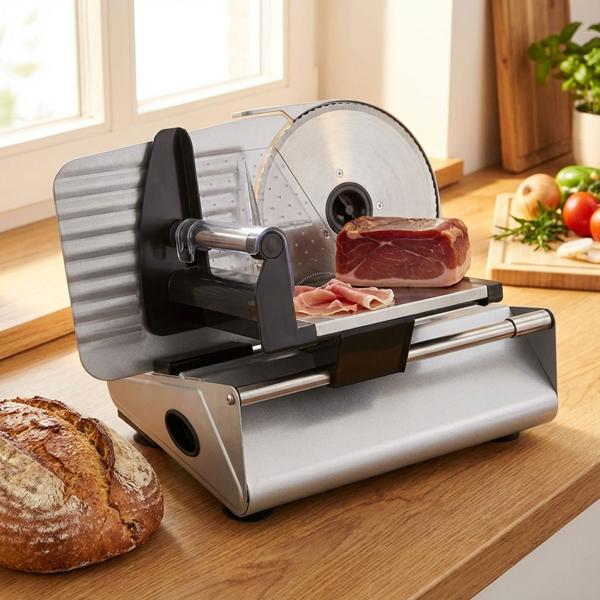 Powerful bread slicer & 200W slicer: All-purpose slicer for precise slicing of bread, sausage & cheese